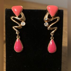 Summer Brights Pierced Earrings, with surgical steel posts pink/coral, NIB